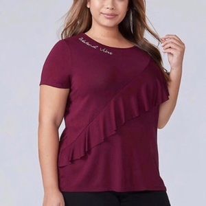Lane Bryant Embroidered Ruffle Top